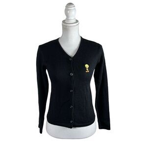 Vintage 1998 Warner Brothers Studio Tweety Bird Black Cardigan